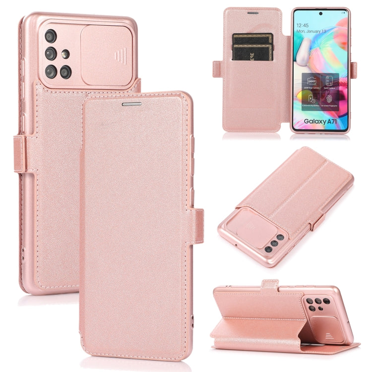 Push Window Double Buckle PU + Silicone Horizontal Flip Leather Case with Holder & Card Slot, For Samsung Galaxy A52 5G / 4G, For Samsung Galaxy A71, For Samsung Galaxy Note20, For Samsung Galaxy Note20 Ultra