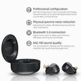 KZ SA08 Wireless Four-unit 5BA Balance Armature Bluetooth In-ear TWS Earphone, SA08