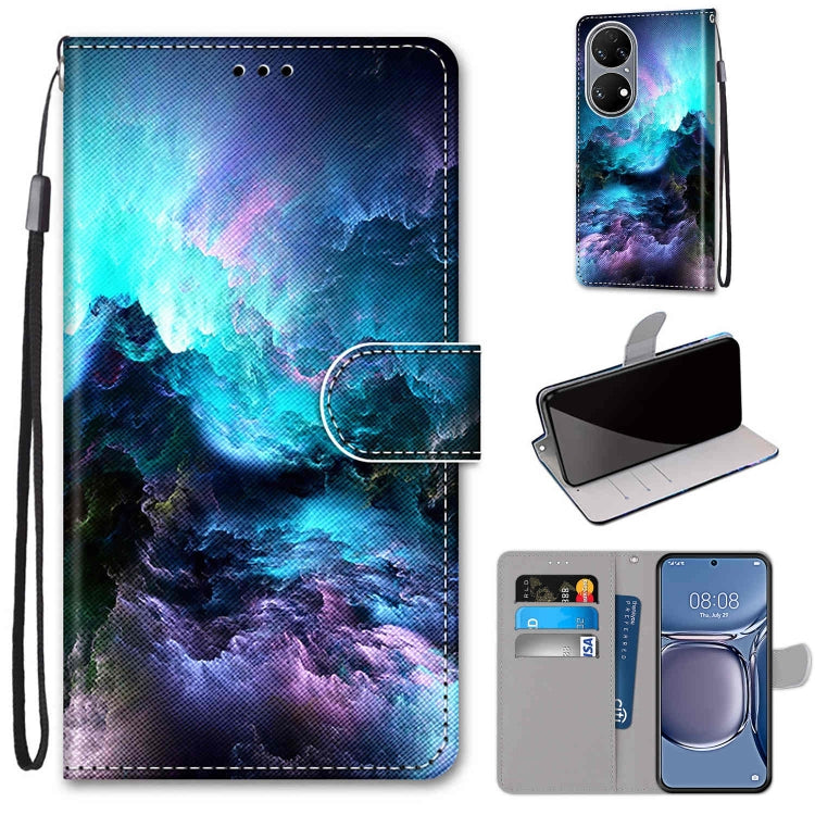 Coloured Drawing Cross Texture Horizontal Flip PU Leather Case with Holder & Card Slots & Wallet & Lanyard, For Xiaomi Redmi 10, For Huawei P50
