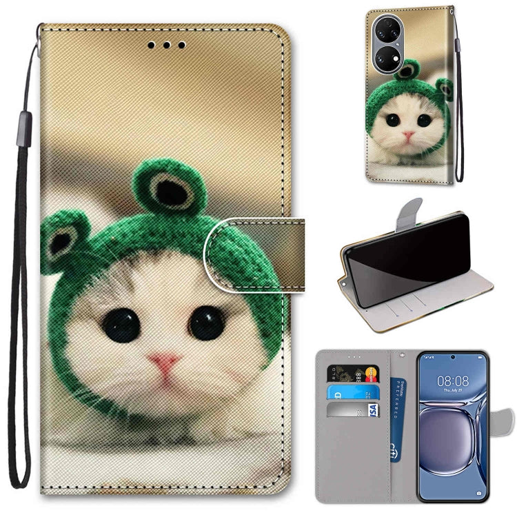 Coloured Drawing Cross Texture Horizontal Flip PU Leather Case with Holder & Card Slots & Wallet & Lanyard, For Xiaomi Redmi 10, For Huawei P50