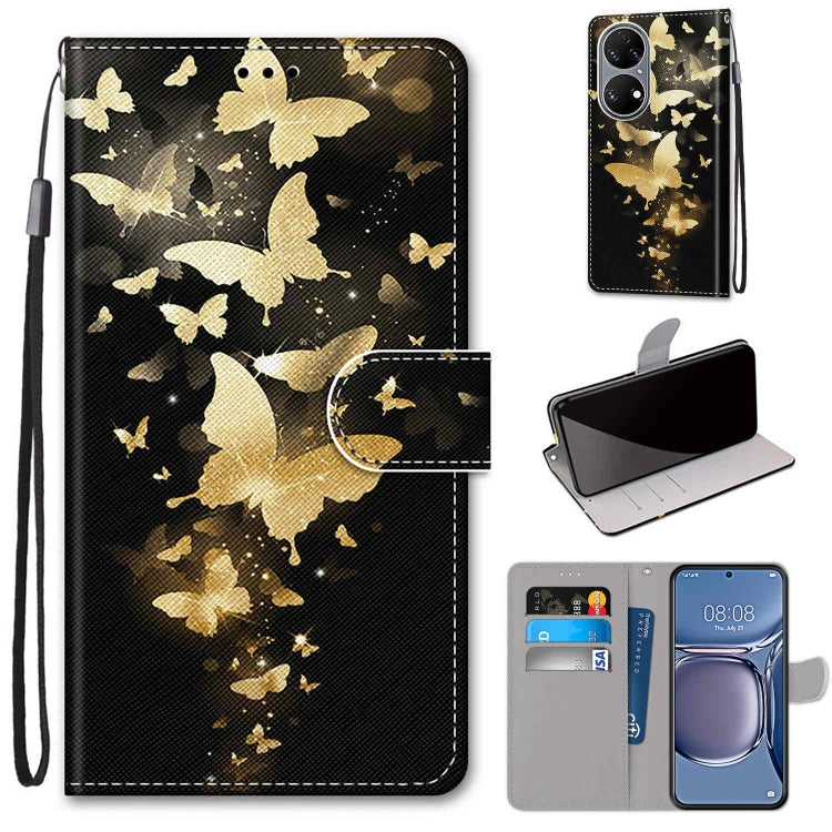 Coloured Drawing Cross Texture Horizontal Flip PU Leather Case with Holder & Card Slots & Wallet & Lanyard, For Xiaomi Redmi 10, For Huawei P50