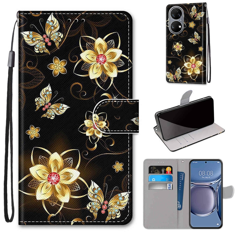 Coloured Drawing Cross Texture Horizontal Flip PU Leather Case with Holder & Card Slots & Wallet & Lanyard, For Xiaomi Redmi 10, For Huawei P50