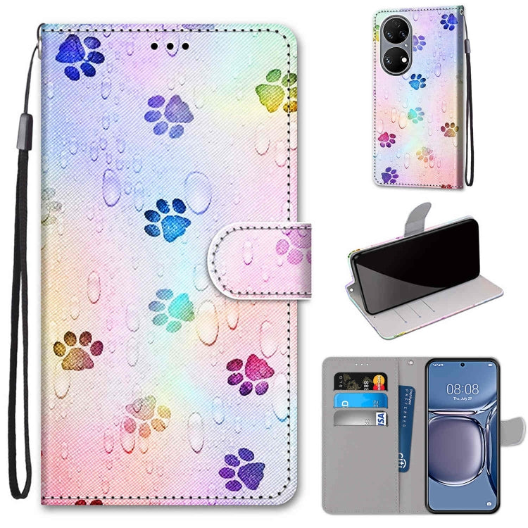 Coloured Drawing Cross Texture Horizontal Flip PU Leather Case with Holder & Card Slots & Wallet & Lanyard, For Xiaomi Redmi 10, For Huawei P50