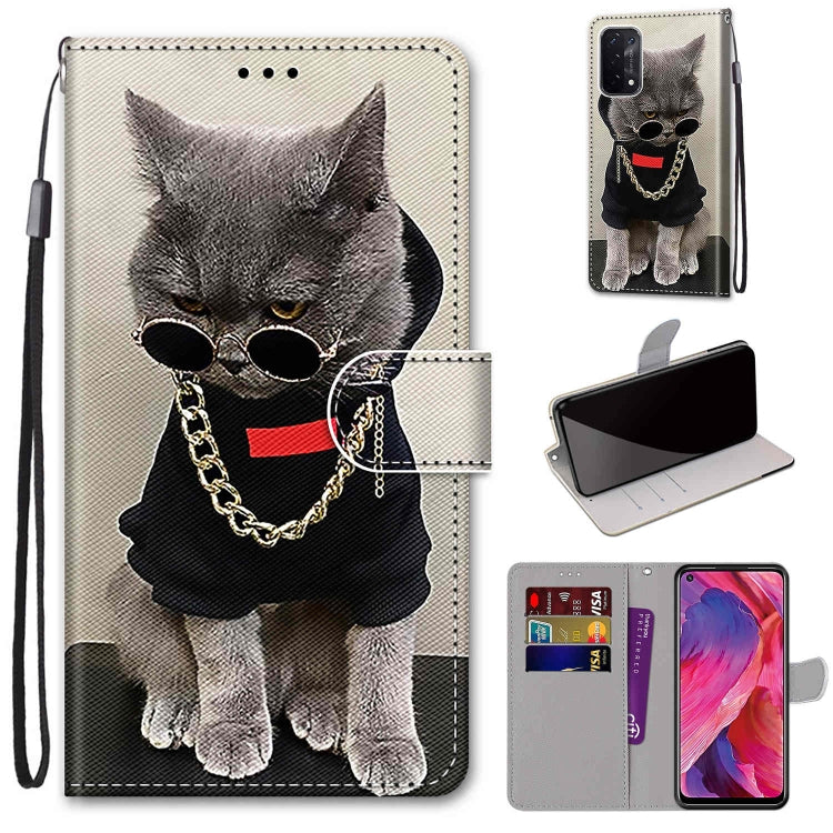 Coloured Drawing Cross Texture Horizontal Flip PU Leather Case with Holder & Card Slots & Wallet & Lanyard, For OPPO A93 5G / A93s 5G / A54 5G / A74 5G, For OPPO A54 4G / A16 4G / A53s 5G / A55 5G