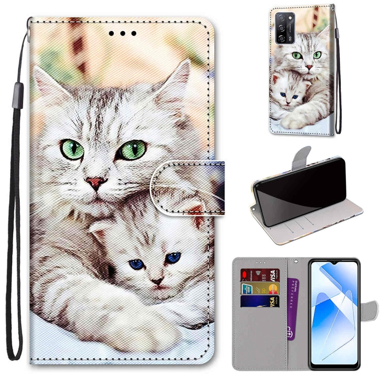 Coloured Drawing Cross Texture Horizontal Flip PU Leather Case with Holder & Card Slots & Wallet & Lanyard, For OPPO A93 5G / A93s 5G / A54 5G / A74 5G, For OPPO A54 4G / A16 4G / A53s 5G / A55 5G