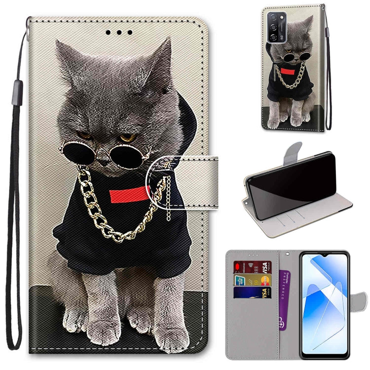 Coloured Drawing Cross Texture Horizontal Flip PU Leather Case with Holder & Card Slots & Wallet & Lanyard, For OPPO A93 5G / A93s 5G / A54 5G / A74 5G, For OPPO A54 4G / A16 4G / A53s 5G / A55 5G