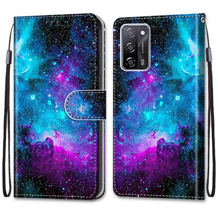 Coloured Drawing Cross Texture Horizontal Flip PU Leather Case with Holder & Card Slots & Wallet & Lanyard, For OPPO A93 5G / A93s 5G / A54 5G / A74 5G, For OPPO A54 4G / A16 4G / A53s 5G / A55 5G