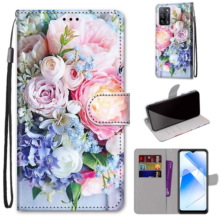 Coloured Drawing Cross Texture Horizontal Flip PU Leather Case with Holder & Card Slots & Wallet & Lanyard, For OPPO A93 5G / A93s 5G / A54 5G / A74 5G, For OPPO A54 4G / A16 4G / A53s 5G / A55 5G