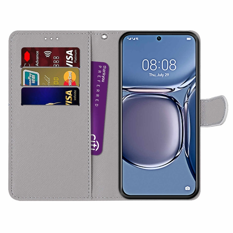Coloured Drawing Cross Texture Horizontal Flip PU Leather Case with Holder & Card Slots & Wallet & Lanyard, For Huawei P50, For Huawei P50 Pro