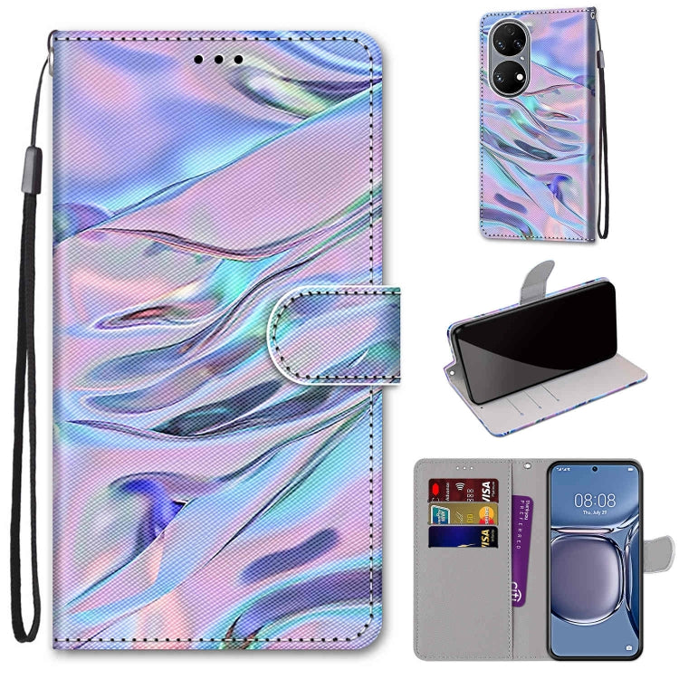 Coloured Drawing Cross Texture Horizontal Flip PU Leather Case with Holder & Card Slots & Wallet & Lanyard, For Huawei P50, For Huawei P50 Pro