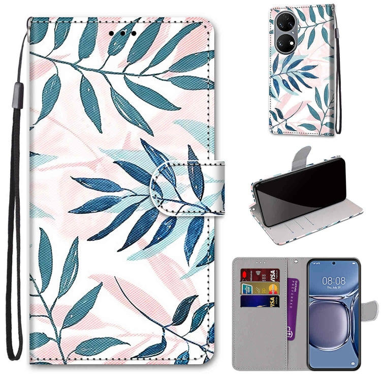 Coloured Drawing Cross Texture Horizontal Flip PU Leather Case with Holder & Card Slots & Wallet & Lanyard, For Huawei P50, For Huawei P50 Pro