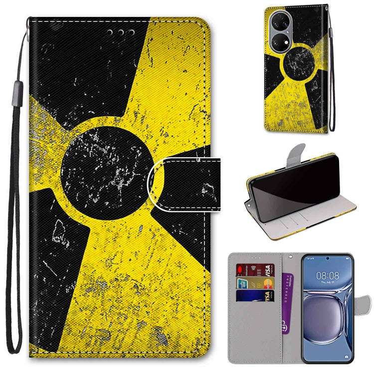 Coloured Drawing Cross Texture Horizontal Flip PU Leather Case with Holder & Card Slots & Wallet & Lanyard, For Huawei P50, For Huawei P50 Pro