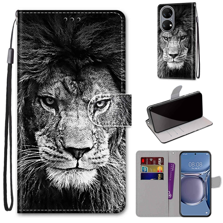Coloured Drawing Cross Texture Horizontal Flip PU Leather Case with Holder & Card Slots & Wallet & Lanyard, For Huawei P50, For Huawei P50 Pro