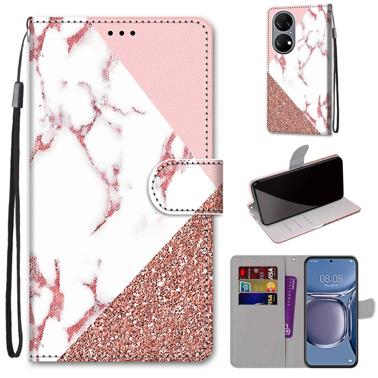 Coloured Drawing Cross Texture Horizontal Flip PU Leather Case with Holder & Card Slots & Wallet & Lanyard, For Huawei P50, For Huawei P50 Pro