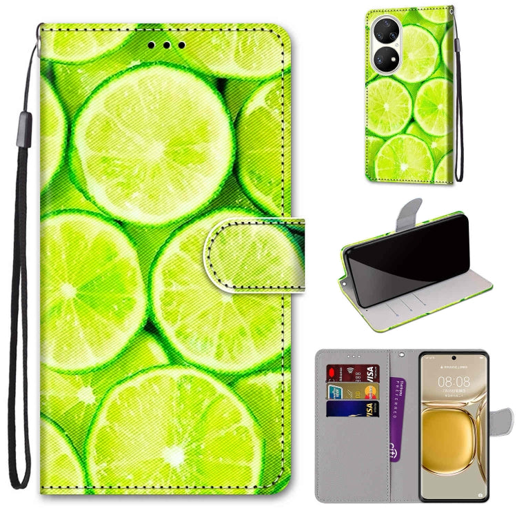 Coloured Drawing Cross Texture Horizontal Flip PU Leather Case with Holder & Card Slots & Wallet & Lanyard, For Huawei P50, For Huawei P50 Pro