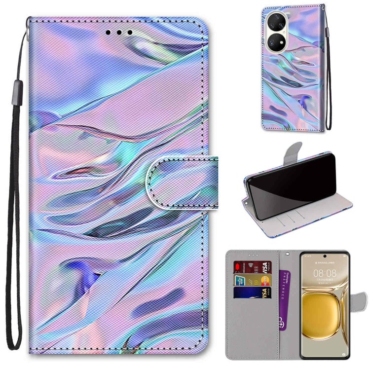 Coloured Drawing Cross Texture Horizontal Flip PU Leather Case with Holder & Card Slots & Wallet & Lanyard, For Huawei P50, For Huawei P50 Pro