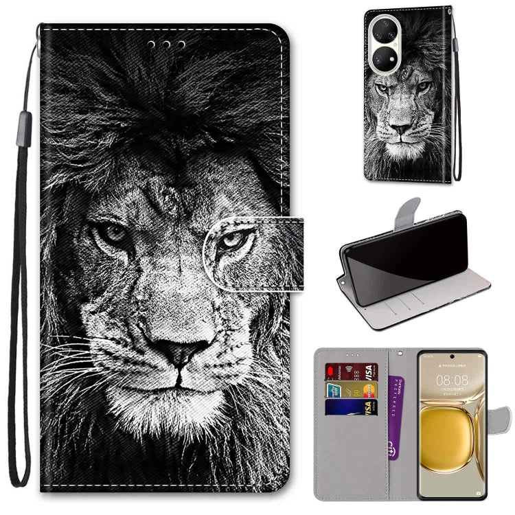 Coloured Drawing Cross Texture Horizontal Flip PU Leather Case with Holder & Card Slots & Wallet & Lanyard, For Huawei P50, For Huawei P50 Pro