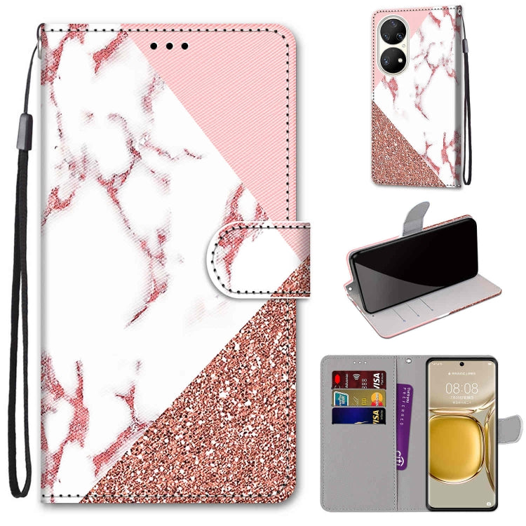 Coloured Drawing Cross Texture Horizontal Flip PU Leather Case with Holder & Card Slots & Wallet & Lanyard, For Huawei P50, For Huawei P50 Pro