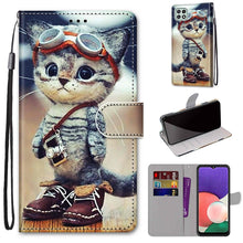 Load image into Gallery viewer, Coloured Drawing Cross Texture Horizontal Flip PU Leather Case with Holder &amp; Card Slots &amp; Wallet &amp; Lanyard, For Samsung Galaxy A22 5G, For Samsung Galaxy M32 4G / F22