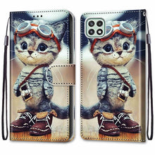 Load image into Gallery viewer, Coloured Drawing Cross Texture Horizontal Flip PU Leather Case with Holder &amp; Card Slots &amp; Wallet &amp; Lanyard, For Samsung Galaxy A22 5G, For Samsung Galaxy M32 4G / F22