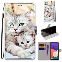 Load image into Gallery viewer, Coloured Drawing Cross Texture Horizontal Flip PU Leather Case with Holder &amp; Card Slots &amp; Wallet &amp; Lanyard, For Samsung Galaxy A22 5G, For Samsung Galaxy M32 4G / F22