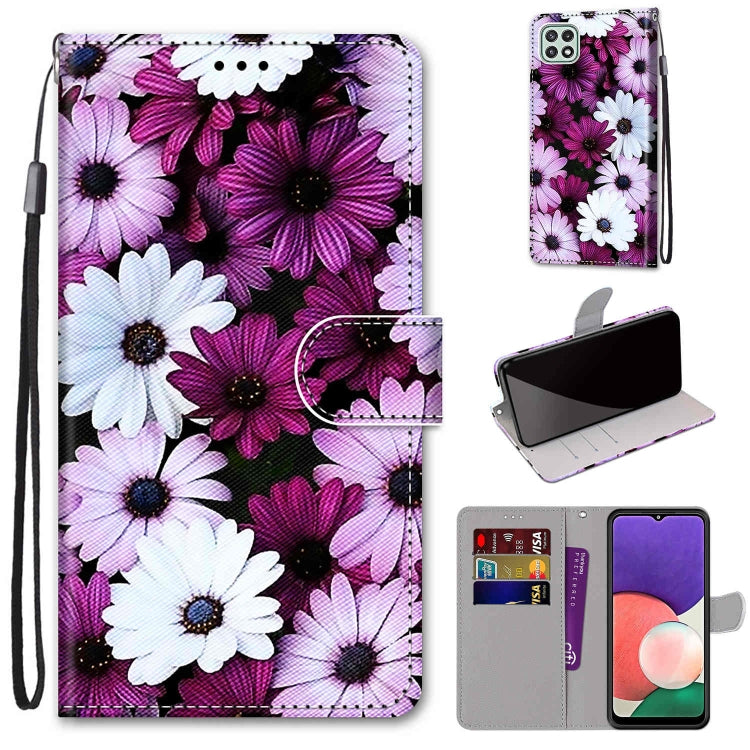 Coloured Drawing Cross Texture Horizontal Flip PU Leather Case with Holder & Card Slots & Wallet & Lanyard, For Samsung Galaxy A22 5G, For Samsung Galaxy M32 4G / F22
