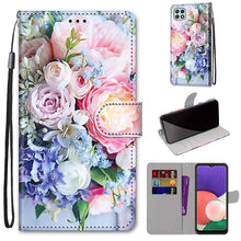Load image into Gallery viewer, Coloured Drawing Cross Texture Horizontal Flip PU Leather Case with Holder &amp; Card Slots &amp; Wallet &amp; Lanyard, For Samsung Galaxy A22 5G, For Samsung Galaxy M32 4G / F22