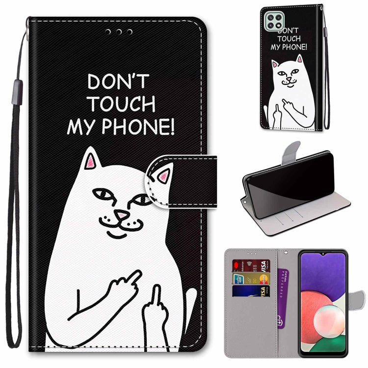 Coloured Drawing Cross Texture Horizontal Flip PU Leather Case with Holder & Card Slots & Wallet & Lanyard, For Samsung Galaxy A22 5G, For Samsung Galaxy M32 4G / F22