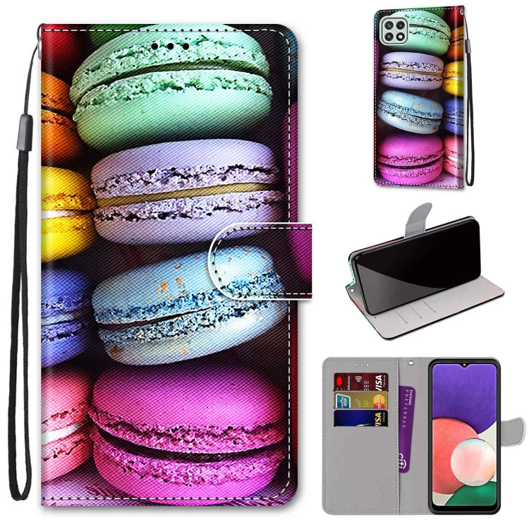 Coloured Drawing Cross Texture Horizontal Flip PU Leather Case with Holder & Card Slots & Wallet & Lanyard, For Samsung Galaxy A22 5G, For Samsung Galaxy M32 4G / F22