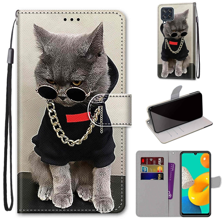 Coloured Drawing Cross Texture Horizontal Flip PU Leather Case with Holder & Card Slots & Wallet & Lanyard, For Samsung Galaxy A22 5G, For Samsung Galaxy M32 4G / F22
