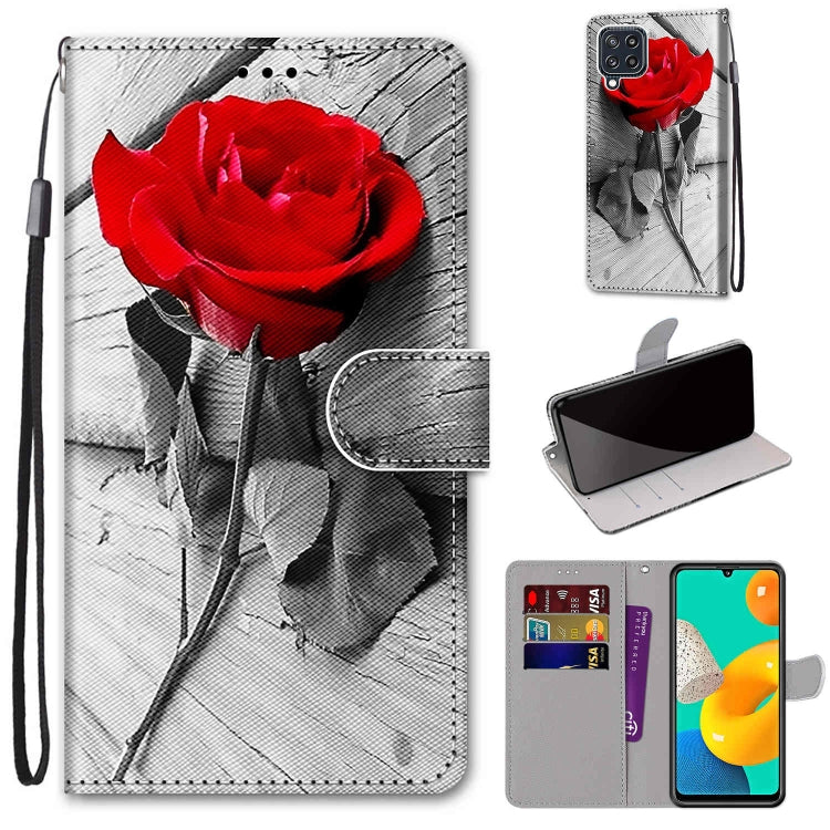 Coloured Drawing Cross Texture Horizontal Flip PU Leather Case with Holder & Card Slots & Wallet & Lanyard, For Samsung Galaxy A22 5G, For Samsung Galaxy M32 4G / F22