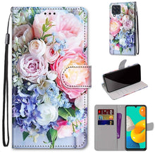 Load image into Gallery viewer, Coloured Drawing Cross Texture Horizontal Flip PU Leather Case with Holder &amp; Card Slots &amp; Wallet &amp; Lanyard, For Samsung Galaxy A22 5G, For Samsung Galaxy M32 4G / F22