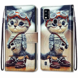 Coloured Drawing Cross Texture Horizontal Flip PU Leather Case with Holder & Card Slots & Wallet & Lanyard, For ZTE Blade A51, For ZTE Blade A71