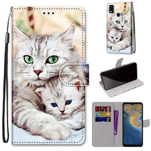Load image into Gallery viewer, Coloured Drawing Cross Texture Horizontal Flip PU Leather Case with Holder &amp; Card Slots &amp; Wallet &amp; Lanyard, For ZTE Blade A51, For ZTE Blade A71