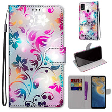 Load image into Gallery viewer, Coloured Drawing Cross Texture Horizontal Flip PU Leather Case with Holder &amp; Card Slots &amp; Wallet &amp; Lanyard, For ZTE Blade A51, For ZTE Blade A71