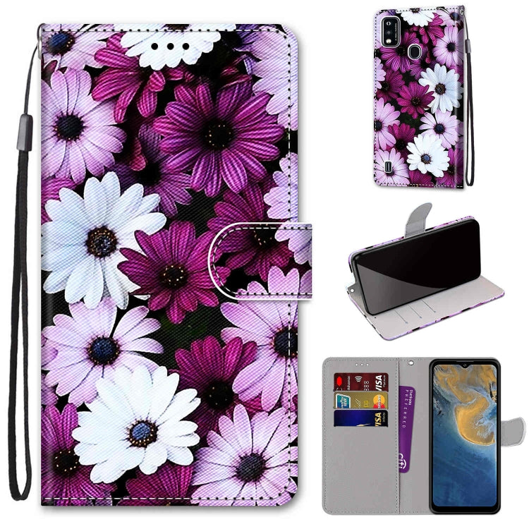 Coloured Drawing Cross Texture Horizontal Flip PU Leather Case with Holder & Card Slots & Wallet & Lanyard, For ZTE Blade A51, For ZTE Blade A71