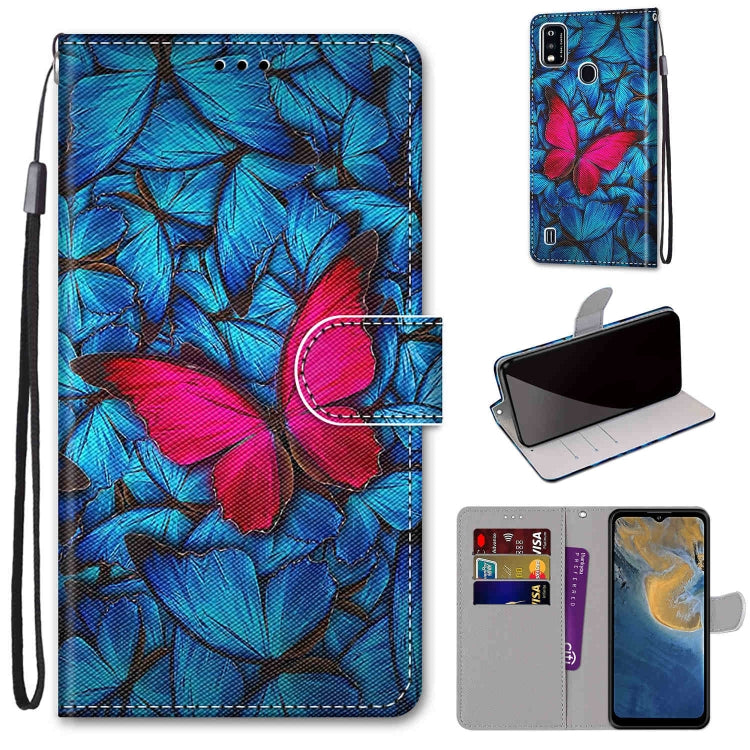 Coloured Drawing Cross Texture Horizontal Flip PU Leather Case with Holder & Card Slots & Wallet & Lanyard, For ZTE Blade A51, For ZTE Blade A71