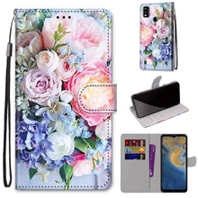Load image into Gallery viewer, Coloured Drawing Cross Texture Horizontal Flip PU Leather Case with Holder &amp; Card Slots &amp; Wallet &amp; Lanyard, For ZTE Blade A51, For ZTE Blade A71