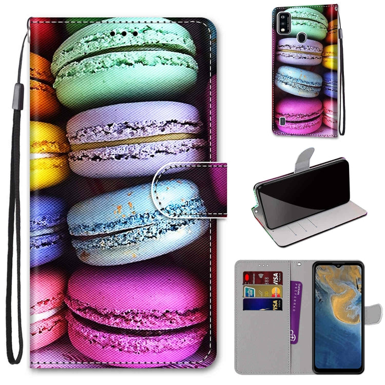 Coloured Drawing Cross Texture Horizontal Flip PU Leather Case with Holder & Card Slots & Wallet & Lanyard, For ZTE Blade A51, For ZTE Blade A71