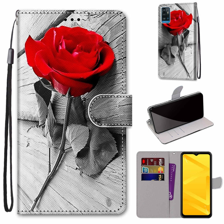 Coloured Drawing Cross Texture Horizontal Flip PU Leather Case with Holder & Card Slots & Wallet & Lanyard, For ZTE Blade A51, For ZTE Blade A71