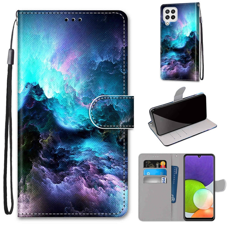 Coloured Drawing Cross Texture Horizontal Flip PU Leather Case with Holder & Card Slots & Wallet & Lanyard, For Samsung Galaxy A22 4G, For Samsung Galaxy A22 5G