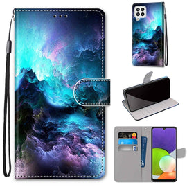 Coloured Drawing Cross Texture Horizontal Flip PU Leather Case with Holder & Card Slots & Wallet & Lanyard, For Samsung Galaxy A22 4G, For Samsung Galaxy A22 5G