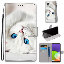 Load image into Gallery viewer, Coloured Drawing Cross Texture Horizontal Flip PU Leather Case with Holder &amp; Card Slots &amp; Wallet &amp; Lanyard, For Samsung Galaxy A22 4G, For Samsung Galaxy A22 5G