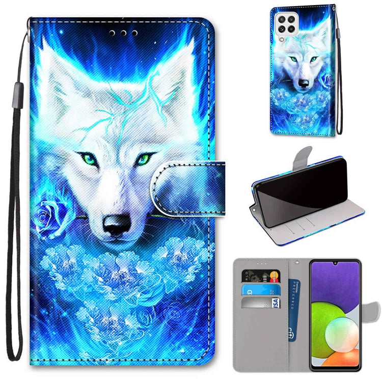 Coloured Drawing Cross Texture Horizontal Flip PU Leather Case with Holder & Card Slots & Wallet & Lanyard, For Samsung Galaxy A22 4G, For Samsung Galaxy A22 5G
