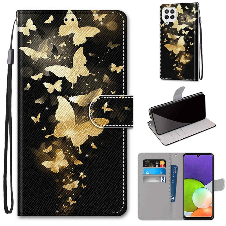 Coloured Drawing Cross Texture Horizontal Flip PU Leather Case with Holder & Card Slots & Wallet & Lanyard, For Samsung Galaxy A22 4G, For Samsung Galaxy A22 5G