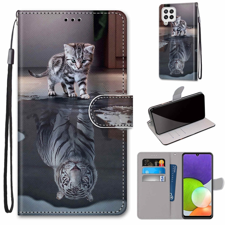 Coloured Drawing Cross Texture Horizontal Flip PU Leather Case with Holder & Card Slots & Wallet & Lanyard, For Samsung Galaxy A22 4G, For Samsung Galaxy A22 5G