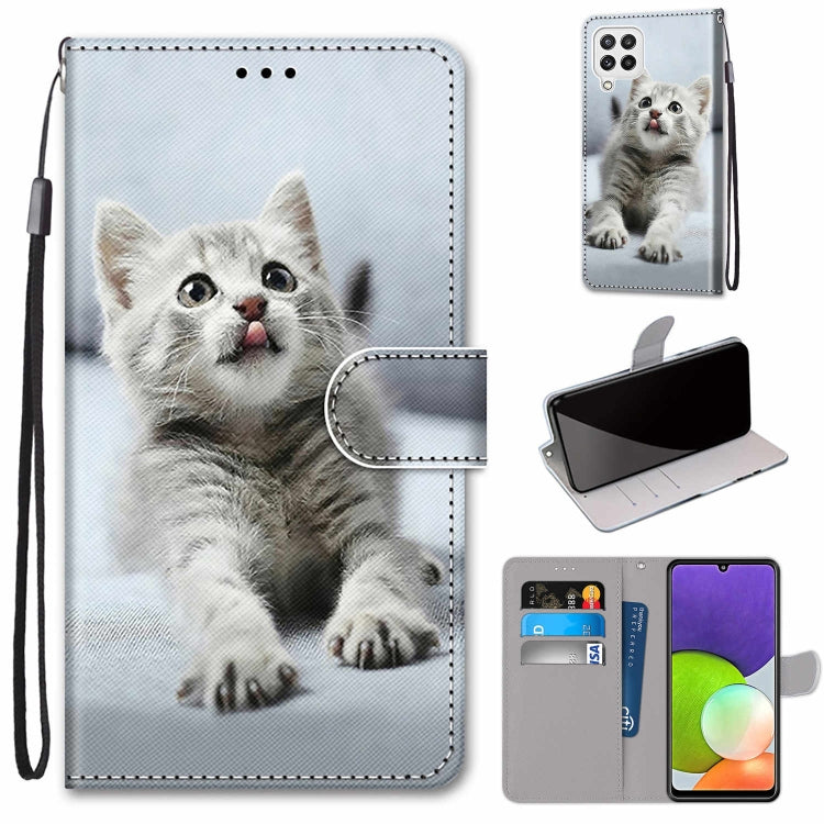 Coloured Drawing Cross Texture Horizontal Flip PU Leather Case with Holder & Card Slots & Wallet & Lanyard, For Samsung Galaxy A22 4G, For Samsung Galaxy A22 5G