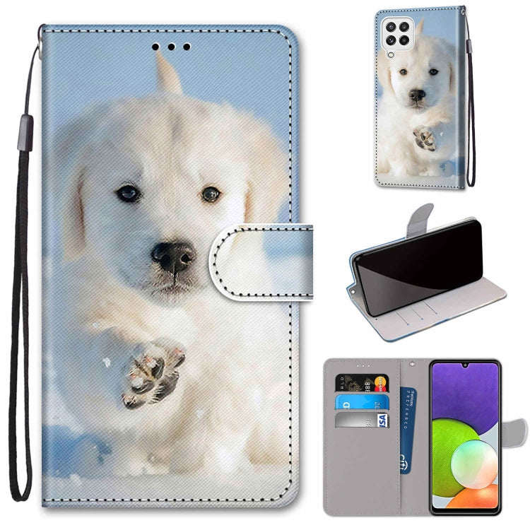 Coloured Drawing Cross Texture Horizontal Flip PU Leather Case with Holder & Card Slots & Wallet & Lanyard, For Samsung Galaxy A22 4G, For Samsung Galaxy A22 5G