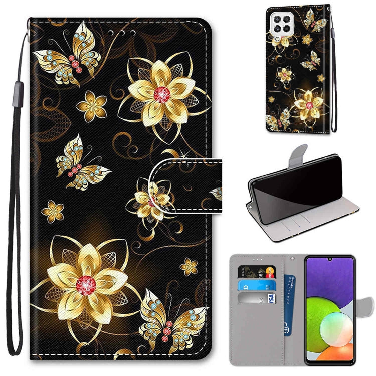 Coloured Drawing Cross Texture Horizontal Flip PU Leather Case with Holder & Card Slots & Wallet & Lanyard, For Samsung Galaxy A22 4G, For Samsung Galaxy A22 5G