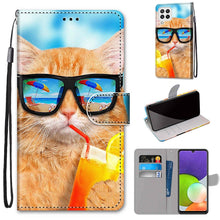 Load image into Gallery viewer, Coloured Drawing Cross Texture Horizontal Flip PU Leather Case with Holder &amp; Card Slots &amp; Wallet &amp; Lanyard, For Samsung Galaxy A22 4G, For Samsung Galaxy A22 5G